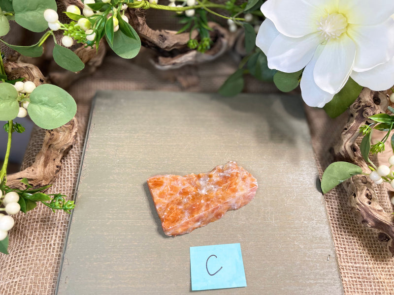 Orange Calcite Slabs, crystal grid or display base FB2070