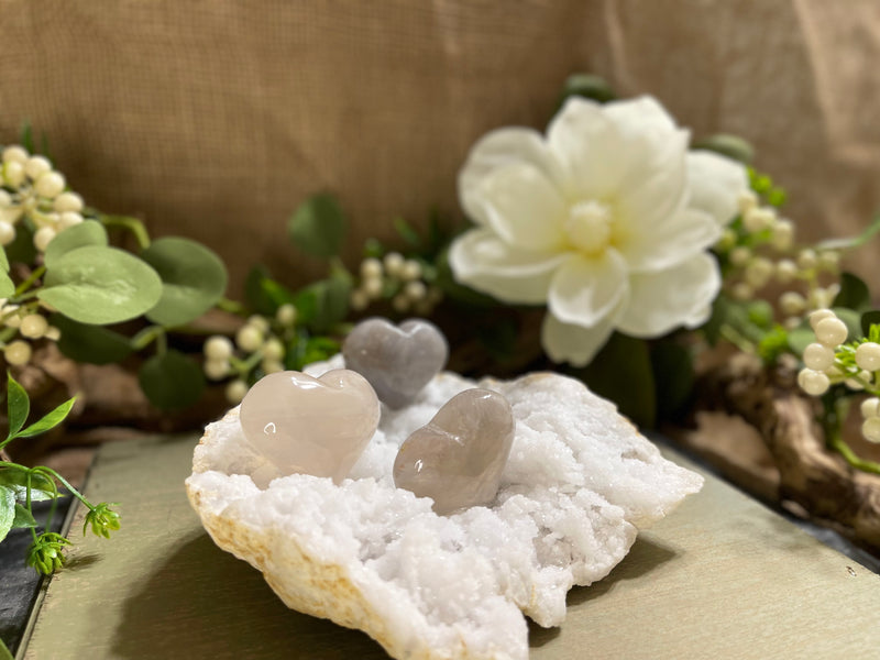 Blue / Lavender Rose Quartz Heart FB1286