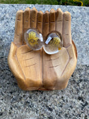 Clear Quartz (slightly smoky) Hand Pebbles from Madagascar with Etched Hamsa FB2985 🐚