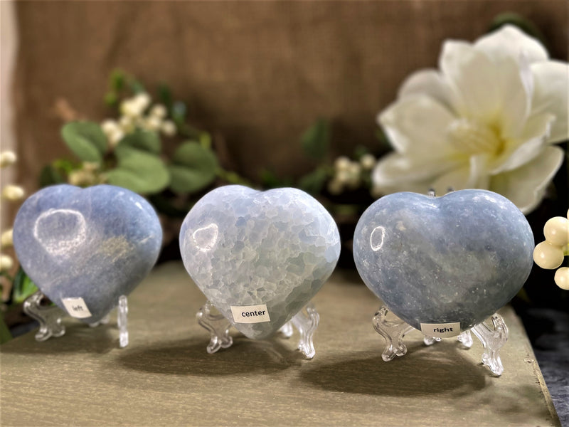 Blue Calcite Heart, calming, happiness, safety, connection FB3021