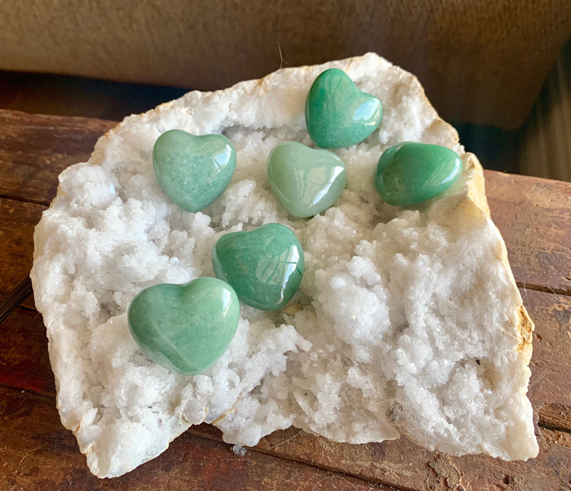 Green Aventurine Hearts for confidence, intuition & to neutralize stress