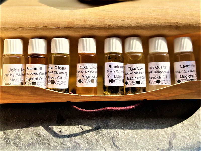 Ritually Charged Magickal Oils with Roll Up Bamboo Case FB3233