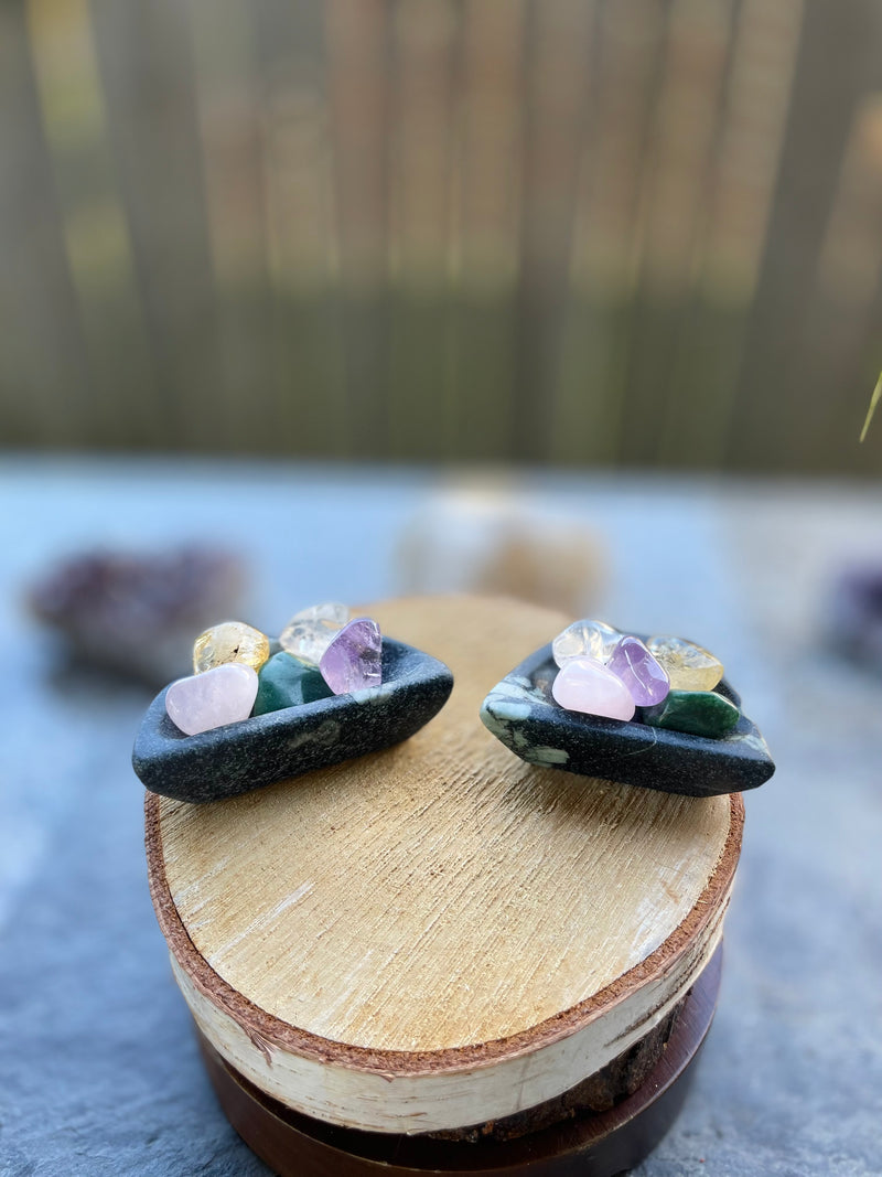 Chrysanthemum Stone Half Moon Bowls for your personal altar or sacred space