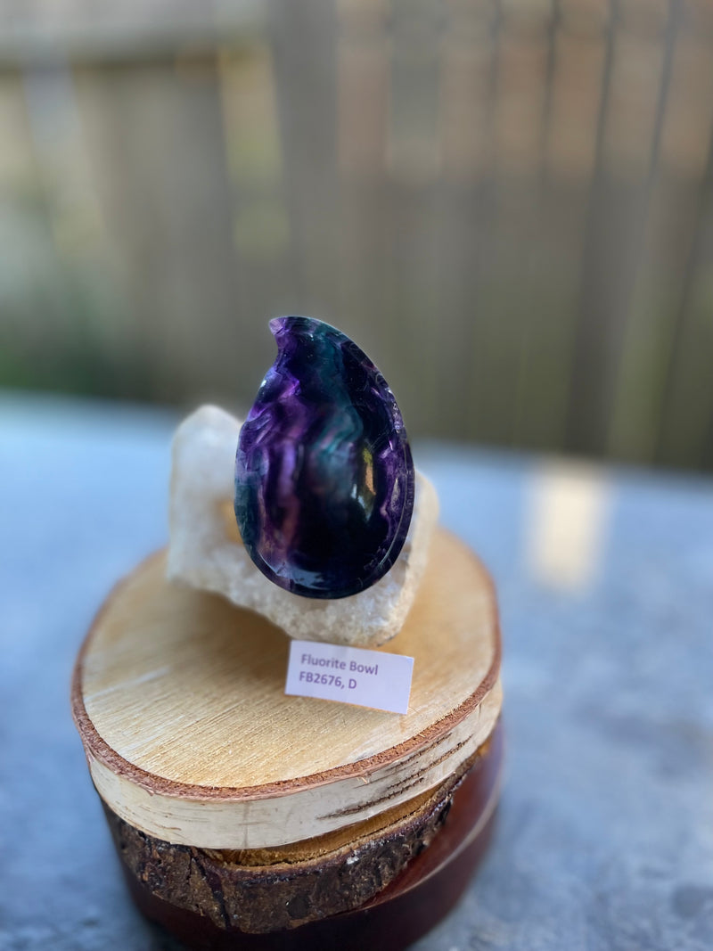 Blue / Purple Rainbow Fluorite Bowls, intuition, clarity, FB2676