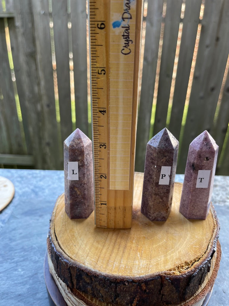 Lepidolite (Lavender Lithium Mica) from Brazil, Polished Standing Points (Towers) FB2559 💜🌸💜