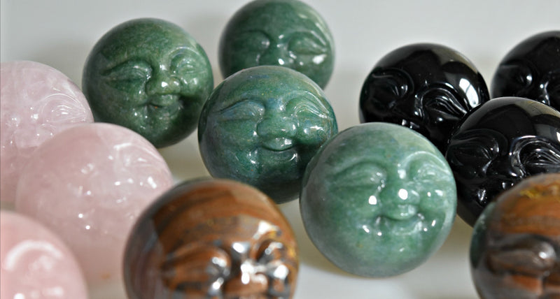 Moon Face Carved Spheres FB3256