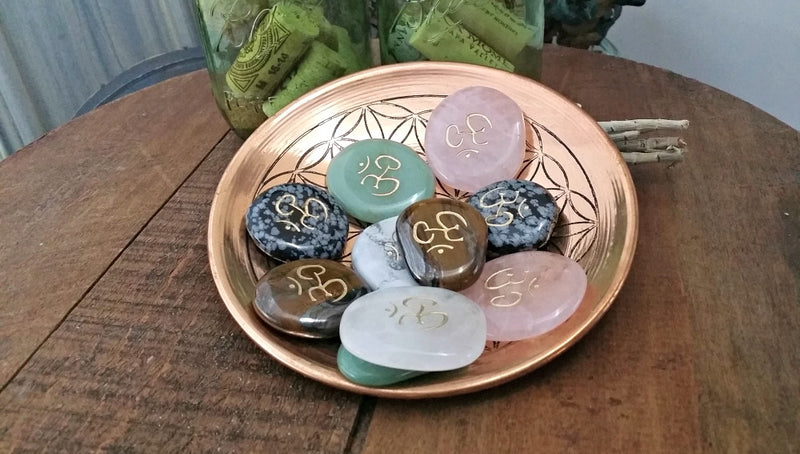 Om  and Yin Yang Totem / Polished Soothing Stones