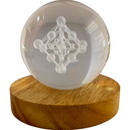 Holographic 3-D Clear Sphere with Lighted Wood Stand FB3241 🌿