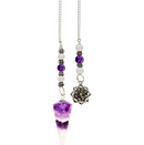 Amethyst Chevron Pendulum, Beaded with Lotus Charm FB3244 🌂