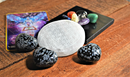 Selenite Etched Round Charging Plates / Bases for crystal grids and display FB1488