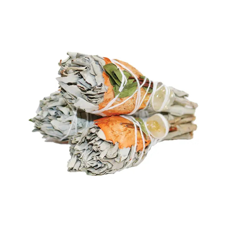 White Sage, Mitron Leaves, Rose Petals Torch Smudge Stick FB3280
