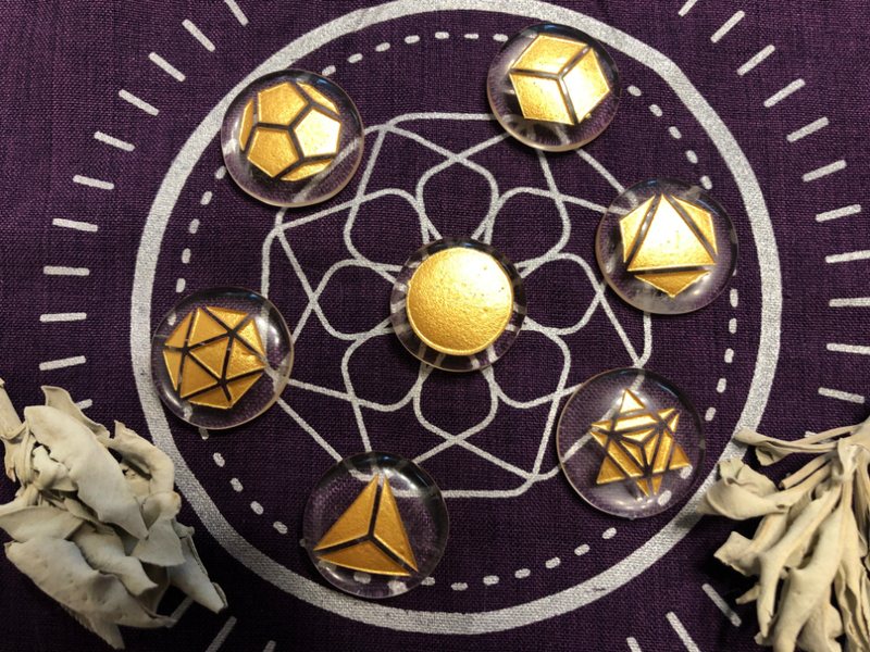 Quartz Platonic Solids Pocket Stones - Sacred Geometry Collection FB2048