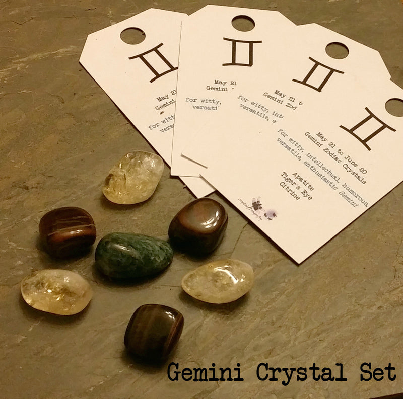 Zodiac "Gemini" Crystal Astrology Grid - Apatite, Citrine & Tiger's Eye