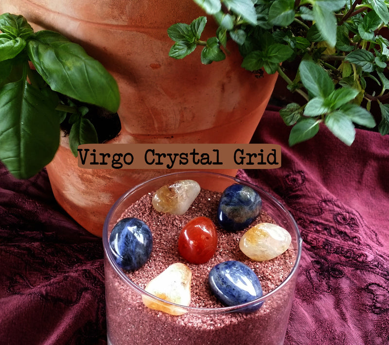Zodiac "Virgo" Crystal Astrology Grid - Sodalite, Carnelian & Citrine