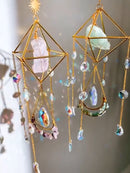 Crystal Sun Catcher - Rose Quartz or Citrine with Iridescent crystals FB3272 🦚