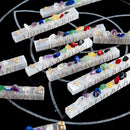 Selenite Polished Stick with Chakra Chip Gemstones Wire Wrap FB1183 🪷